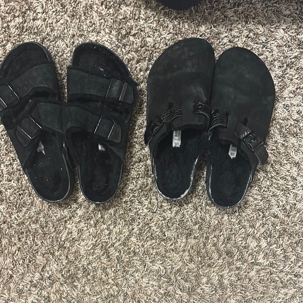 Birkenstock Black Sandals Two-Strap Buckle Design